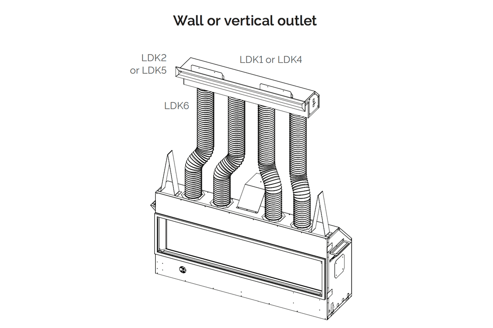 Valor Fireplace wall or vertical outlet diagram