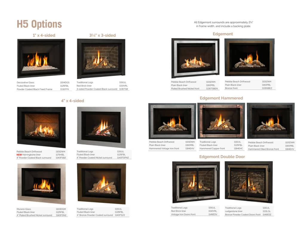 H5 direct vent gas fireplace series front fuel bed combination images 