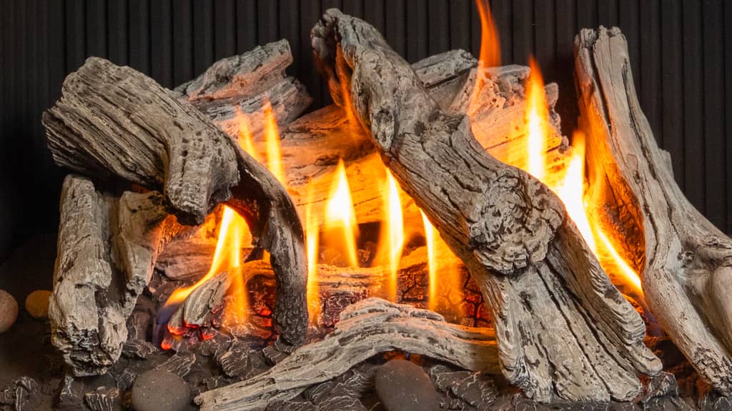 Valor gas fireplace driftwood logs