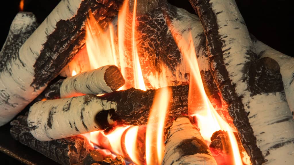 Valor gas fireplace birch logs